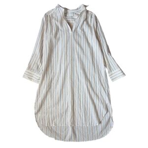 Munthe Long Sleeve Cotton Tshirt Dress Pullover Neutral Cream Metallic